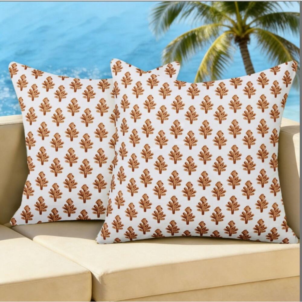 Allorry Set Of 2 Outdoor Pillow Covers Color: Boho Brown Floral Size: 18x18